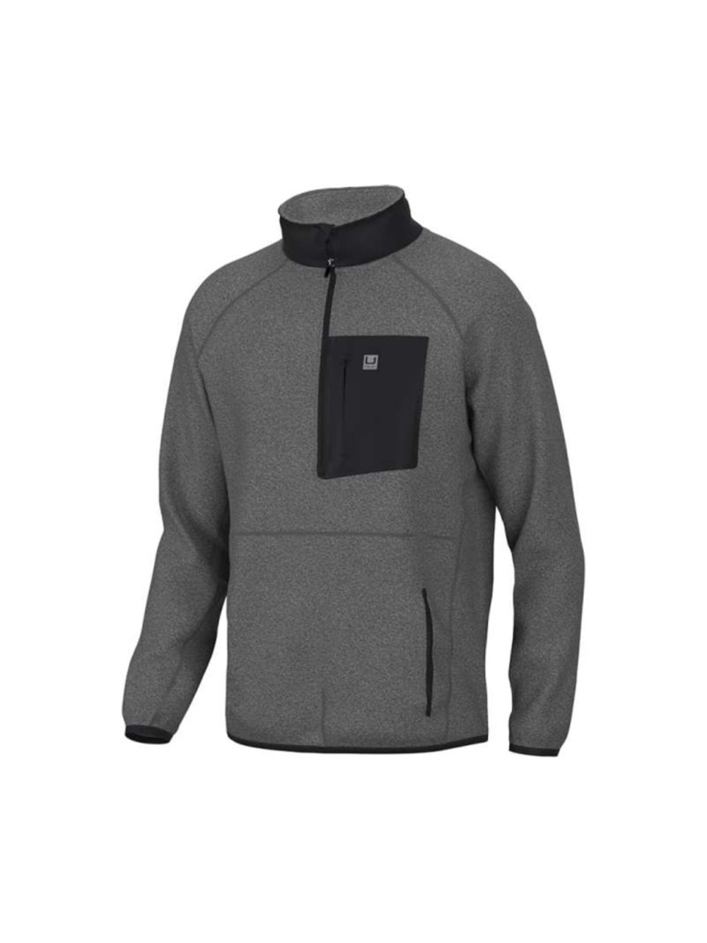 HUK Waypoint Fleece 1/2 Zip Pullover Men Small Charcoal Heather Fishing NWT